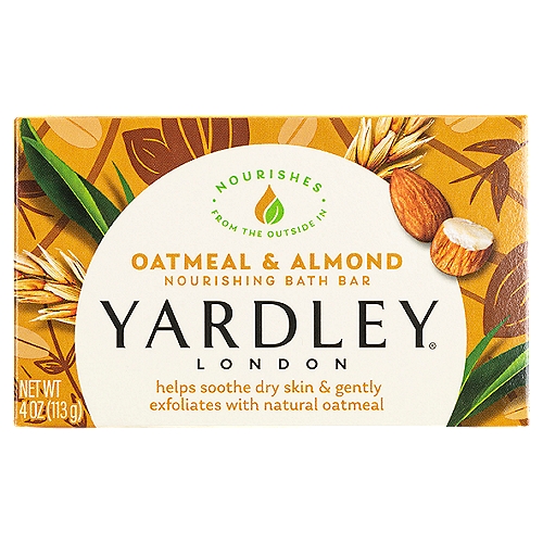 YARDLEY LONDON OATMEAL SOAP, 4.25 oz
Gift your body and mind with the gentle escape of Yardley's Moisturizing Oatmeal & Almond Bath Bar. The subtle hint of sweet almonds lends itself to a truly refreshing experience that leaves you feeling clean, gently exfoliated and moisturized.