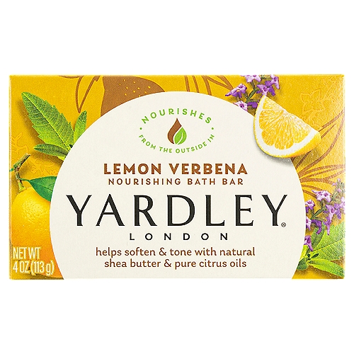 YARDLEY LEMON VERBENA, 4.25 oz
Awaken your skin and focus your mind with the energizing goodness of Yardley's Moisturizing Lemon Verbena Bath Bar. Enjoy the freshness of Verbena and Lemongrass while rich Shea Butter helps to lock in moisture.