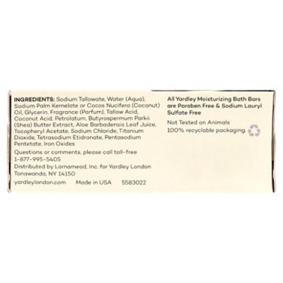 Yardley London Creamy Coconut Moisturizing Bath Bar, 4.25 oz