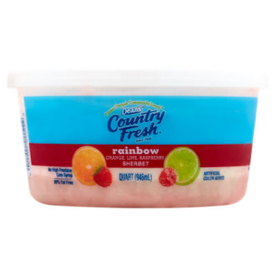 Dean's Country Fresh Rainbow Orange, Lime, Raspberry Sherbet, 1 quart, 32 Fluid ounce