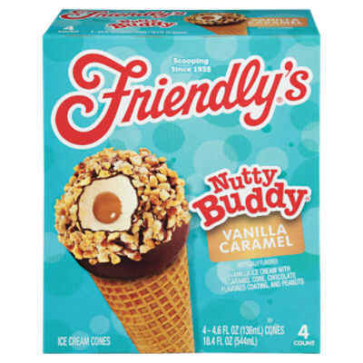 Friendly's Nutty Buddy Vanilla Caramel Ice Cream Cones 4 - 4.6 fl oz Cones