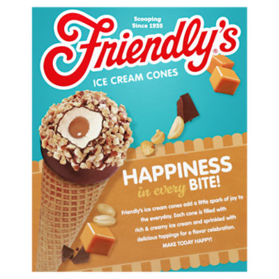 Friendly's Nuts Over Caramel Ice Cream Cones, 4.6 fl oz, 4 count