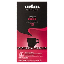 Lavazza Compatible Espresso Deciso Compatible Ground, Coffee Capsules, 10 Each