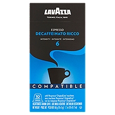 Lavazza Compatible Espresso Decaffeinato Ricco Nespresso Ground, Coffee Capsules, 0.17 Ounce