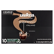 Lavazza Espresso Italiano 100% Arabica Roasted Ground Coffee K-Cup Pods, 0.34 oz, 10 count