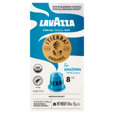 Lavazza iTierra! Organic for Amazonia Medium Roast Ground Coffee, 10 count, 1.94 oz