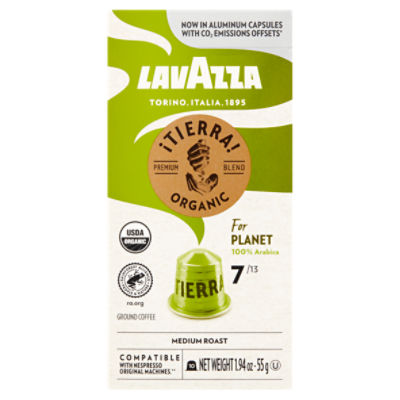 Lavazza ¡Tierra! Organic for Planet Medium Roast Ground Coffee, 10 count, 1.94 oz
