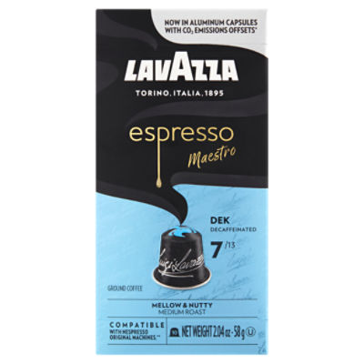 Lavazza Espresso Maestro Dek Decaffeinated Medium Roast Ground Coffee, 10 count, 2.04 oz Fairway