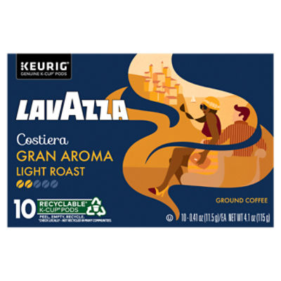 Lavazza Gran Aroma Light Roast Ground Coffee K-Cup Pods, 0.41 oz, 10 count, 4.1 Ounce