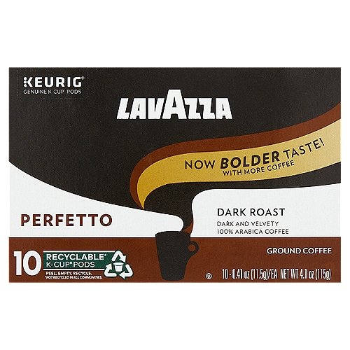 Lavazza Perfetto Dark Roast Ground Coffee K-Cup Pods, 0.41 oz, 10 count
