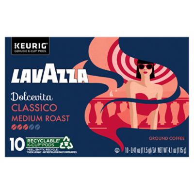 Lavazza Espresso Ground Coffee K-Cup Pods, 0.41 oz, 10 count