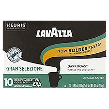 Lavazza Gran Selezione Dark Roast Ground Coffee K-Cup Pods, 0.41 oz, 10 count