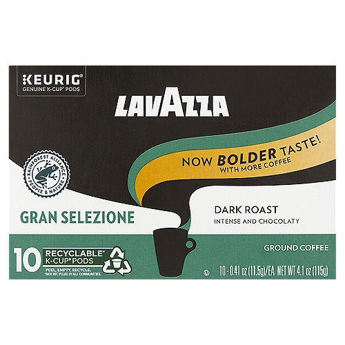 Lavazza Gran Selezione Dark Roast Ground Coffee K-Cup Pods, 0.41 oz, 10 count