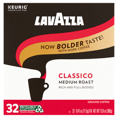 Lavazza Classico Medium Roast Ground Coffee K-Cup Pods, 0.41 oz, 32 count