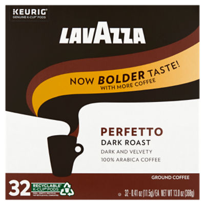 Lavazza Perfetto Dark Roast Ground Coffee K-Cup Pods, 0.41 oz, 32 count