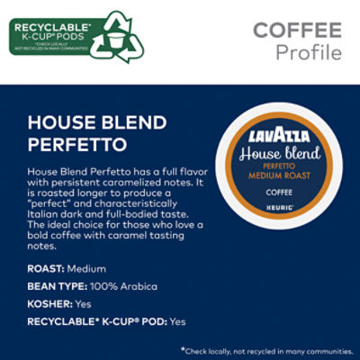 Lavazza House Blend Perfetto Medium Roast Ground Coffee K-Cup Pods, 0.41 oz, 32 count Image 2 of 13