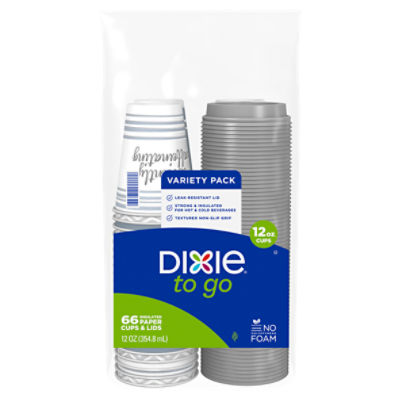 Dixie - Dixie To Go Paper Cups & Lids Variety Pack, 12 oz (66 count)