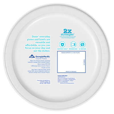 Dixie Paper Plates, 8 1/2 Inch, Dinner Size Printed Disposable