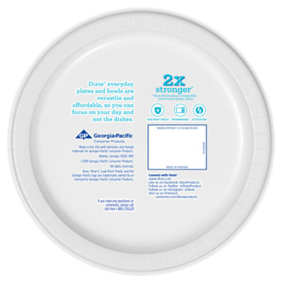  Dixie Paper Plates, 10 1/16 inch, Dinner Size Printed