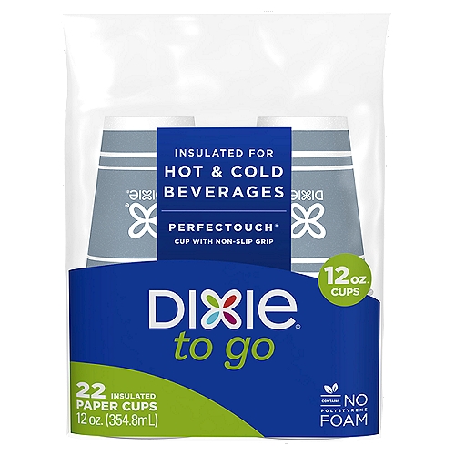 DIXIE TO GO® PRINTED PAPER CUPS, 12OZ HOT CUPS, 22CT