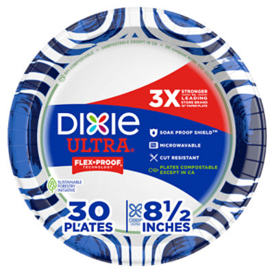 Dixie Ultra Disposable Paper Plates, 8.5", Multi-Color, 30 Count