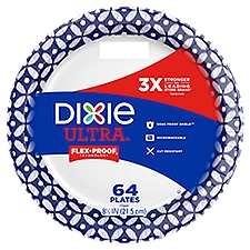 Dixie Ultra Printed 8 1/2 In Plates, Paper Plates, 64 Each