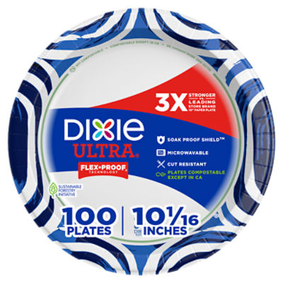 Dixie Ultra Disposable Paper Plates, 10", Multi-Color, 100 Count