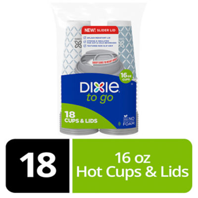 Dixie To Go Insulated Paper Cups & Lids, 18 count, 16 oz
