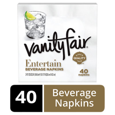 VANITY FAIR® ENTERTAIN BEVERAGE NAPKINS - WHITE NAPKINS - 40 COUNT