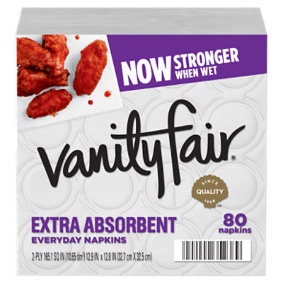 VANITY FAIR® EXTRA ABSORBENT NAPKINS, DISPOSABLE WHITE PAPER NAPKINS, 80 COUNT