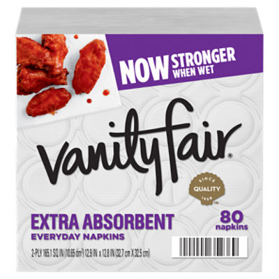 VANITY FAIR® EXTRA ABSORBENT NAPKINS, DISPOSABLE WHITE PAPER NAPKINS, 80 COUNT, 80 Each