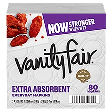 VANITY FAIR® EXTRA ABSORBENT NAPKINS, DISPOSABLE WHITE PAPER NAPKINS, 80 COUNT