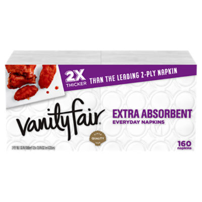 VANITY FAIR® EXTRA ABSORBENT NAPKINS, DISPOSABLE WHITE PAPER NAPKINS
