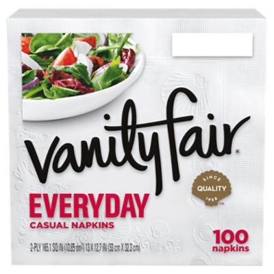 VANITY FAIR® EVERYDAY CASUAL NAPKINS, DISPOSABLE WHITE PAPER NAPKINS, 100 COUNT