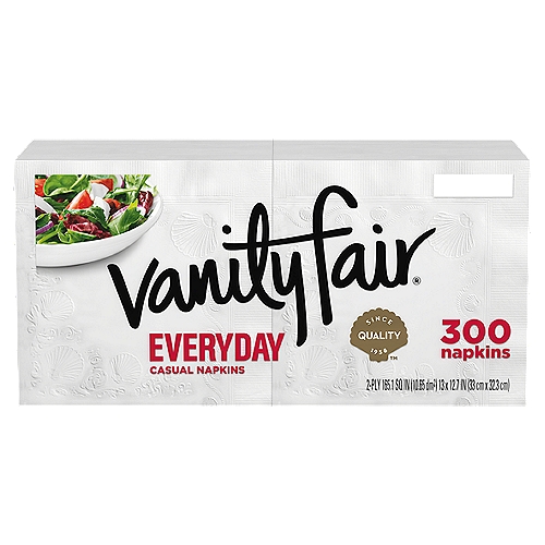 VANITY FAIR® EVERYDAY CASUAL NAPKINS, DISPOSABLE WHITE PAPER NAPKINS, 300 COUNT