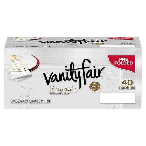Vanity Fair Pre Folded Entertain Classic Napkins, 40 count
