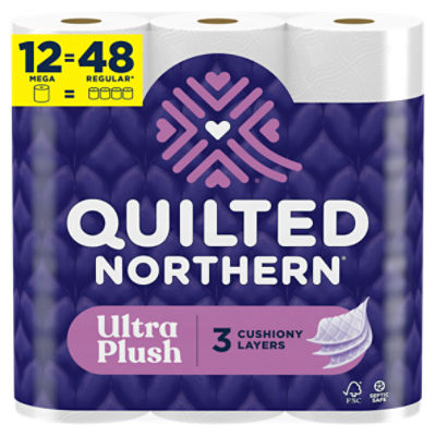 Quilted Northern Ultra Plush 3-Ply Toilet Paper, 12 Mega Rolls, 255 Sheets Per Roll