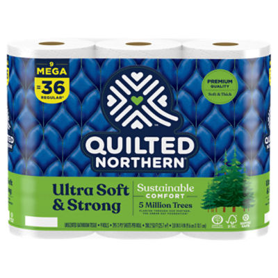 QUILTED NORTHERN ULTRA SOFT & STRONG® TOILET PAPER, 9 MEGA ROLLS ShopRite