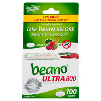 Beano Ultra 800 Food Enzyme Dietary Supplement, 100 count, 100 Each