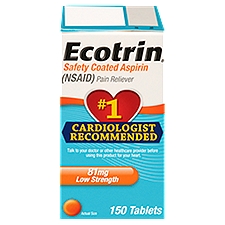 Ecotrin Safety Coated Aspirin Low Strength 81mg, Tablets, 150 Each