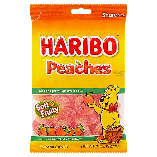 Haribo Peaches Gummi Candy Share Size, 8 oz
Kids and grown-ups love it so ...
... the happy world of Haribo!®