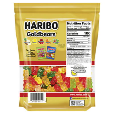 Haribo Gold-Bears Gummy Bears Candy: 1.8LB Bag