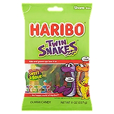 Haribo Twin Snakes Sweet & Sour, Gummi Candy, 8 Ounce