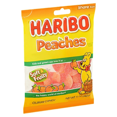 Haribo Peaches Gummi Candy Share Size, 5 oz