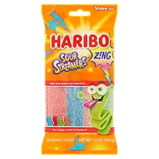 Haribo Z!ng Sour Streamers Gummi Candy Share Size, 7.2 oz