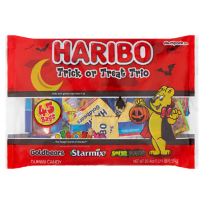 Haribo Trick or Treat Trio Gummi Candy Multipack Size, 45 count, 20.4 oz