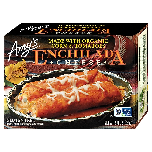 Amy's Cheese Enchilada, 9.0 oz
Looking for great-tasting Mexican food?... You don't have to go out to eat! You can relax and enjoy Amy's Cheese Enchiladas in the comfort of your home and get the same quality and flavor you would find in a fine restaurant. Our delicious enchiladas are made from a genuine Mexican recipe handed down through three generations of chefs at one of San Francisco's finest Mexican restaurants. We start with fresh tortillas made with organic white corn, fill them with a blend of Jack and Cheddar cheeses accented by olives and peppers, and cover them with a delicious traditional Mexican sauce. (Taste it and you'll love it!)
(Taste it and you'll love it!)
