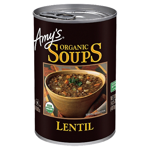 Amy's Lentil Organic Soups, 14.5 oz
Amy loves this satisfying Lentil Soup made from her mom's favorite recipe. It has a rich, delicious flavor, and the organic lentils are a good source of protein and fiber. Your entire family will love it.
