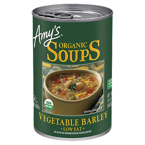 This delightful blend of organic garden vegetables and barley cooked in a flavorful broth will make you feel warm and satisfied. It's low fat and dairy free.