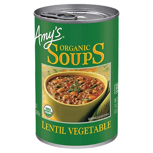 Amy's original Lentil Soup is so well-loved that we created another. This one is full of organic green beans, tomatoes and spinach in a hearty, flavorful lentil-based soup. We hope you like it as much as we do.